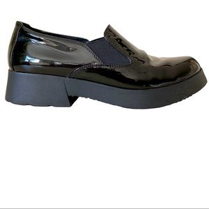 BASCONI Black  Chunky  Lug Sole Patent  Leather Loafers